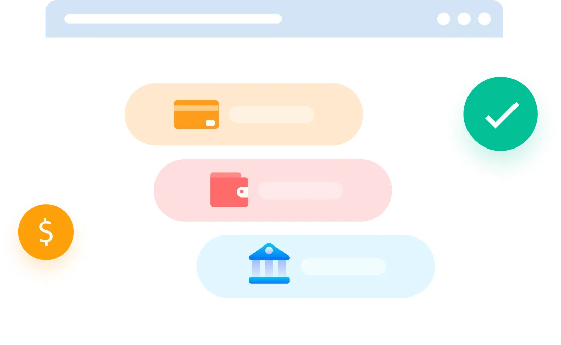 Checkout screen offering several payment methods