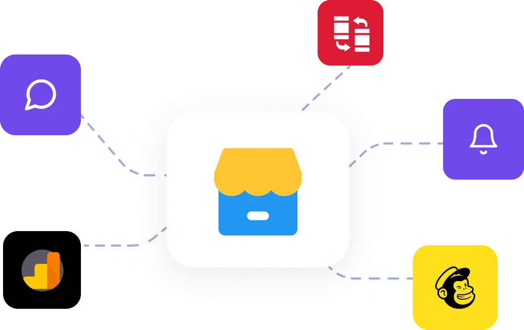 A store connected to messaging and marketing apps