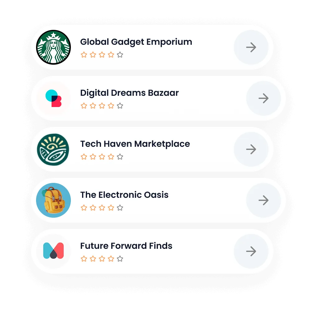 Marketplace vendor list inside the FlyCommerce dashboard
