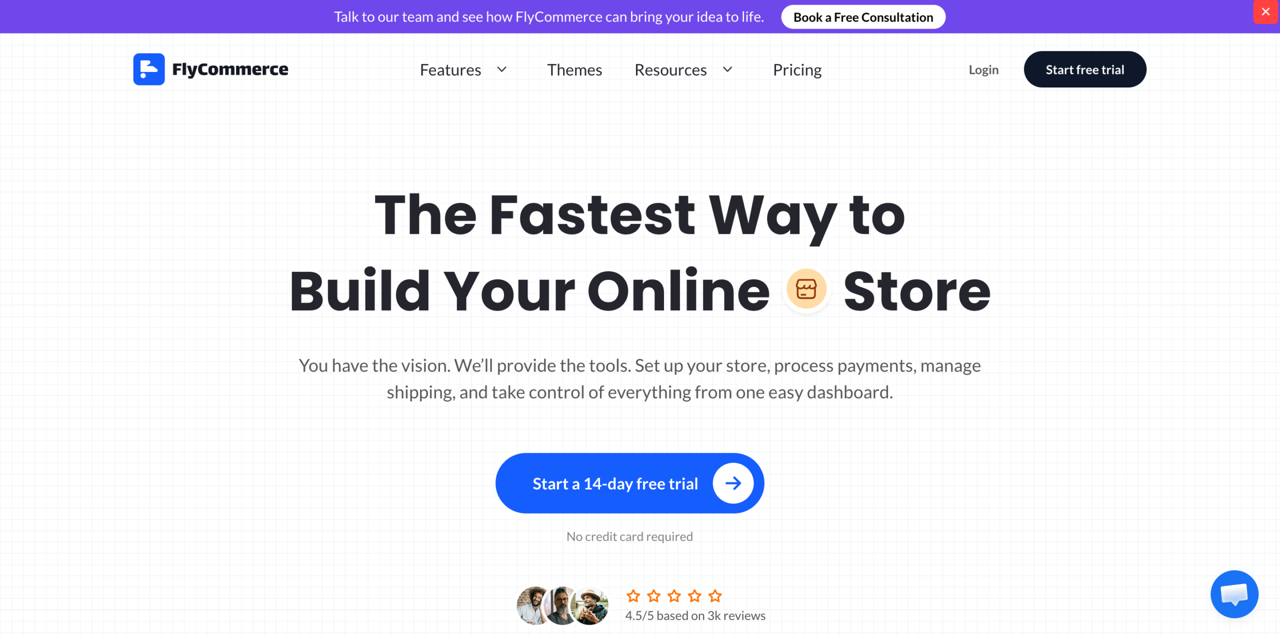 Best Drag and Drop Store FlyCommerce Home page