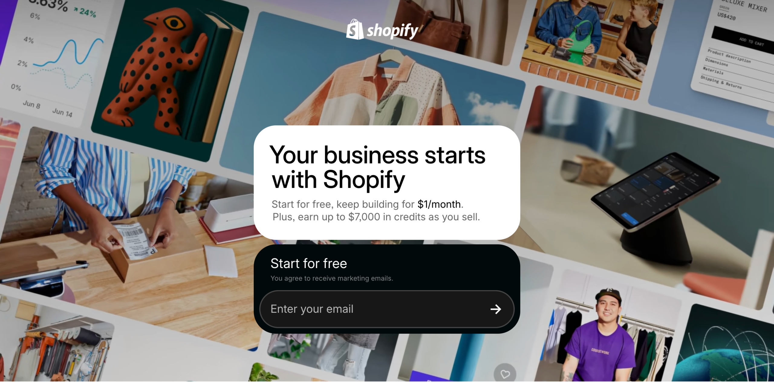 Shopify home page