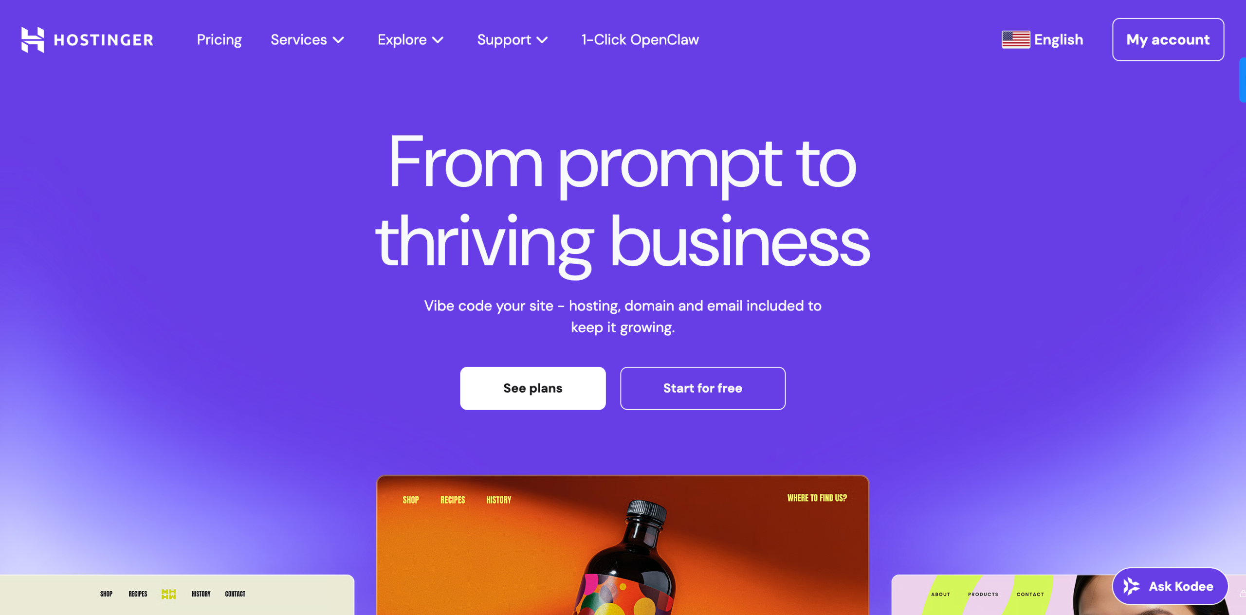 Hostinger Homepage