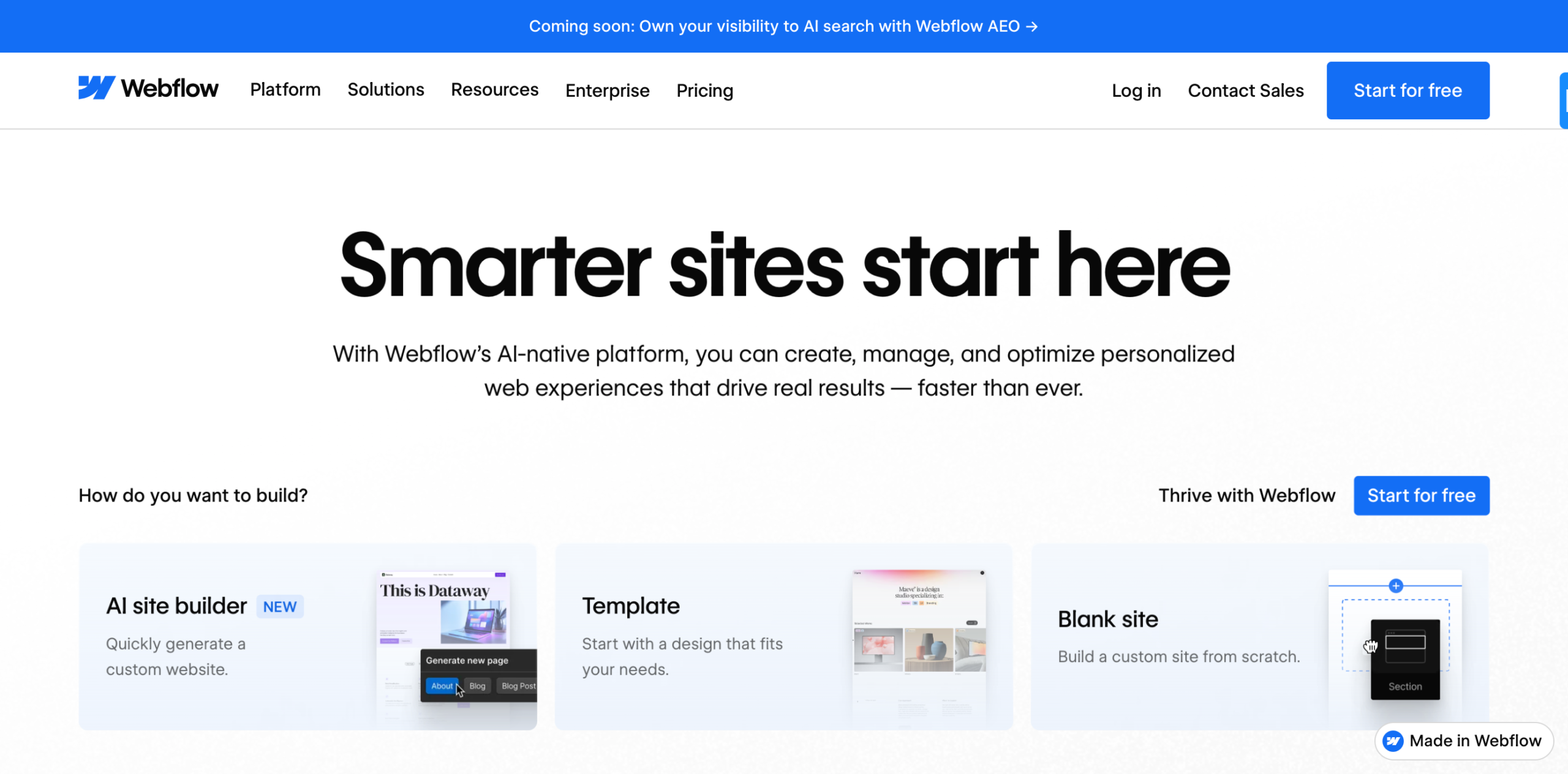 webflow homepage
